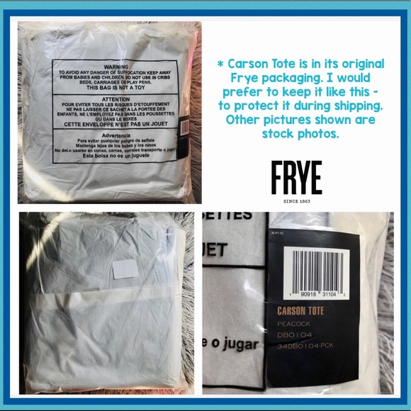 Frye Leather Carson Large Tote Peacock Blue Green - Picture 8 of 10